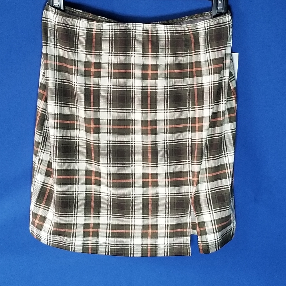 Just Polly Juniors Stretch Fabric Plaid Mini Skirt